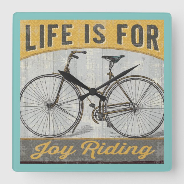 Horloge Carrée Vélo vintage Avec Devis (Recto)