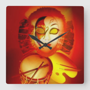 Horloge Carrée Venice Moon Drummer Wall Clock