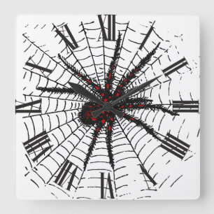 Horloge Carrée Venomous Black Spider effrayant Insect Art