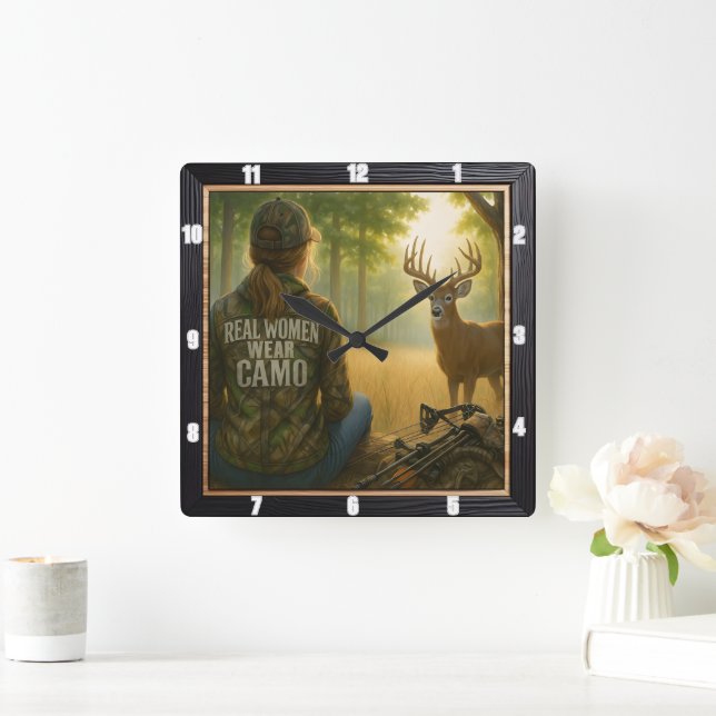 Horloge Carrée Véritables Femmes Camo Forêt de Chasse (Maison)