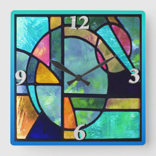 Horloge Carrée Verre Abstrait 1