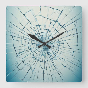 Horloge Carrée verre cassé, fêlé