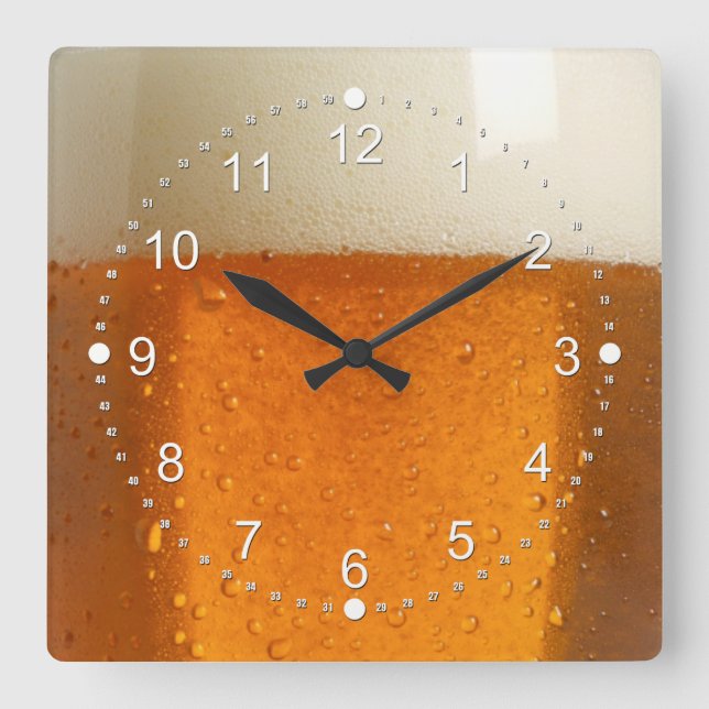 Horloge Carrée Verre de bière (Recto)