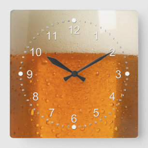 Horloge Carrée Verre de bière