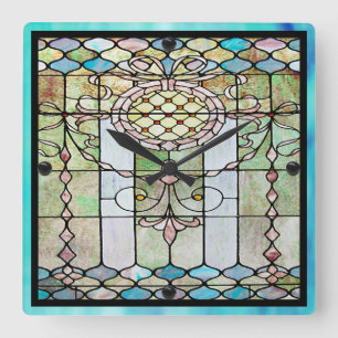 Horloge Carrée Verre de couleur Art déco 4