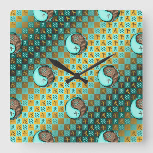 Horloge Carrée Verseau & Cheval de Terre