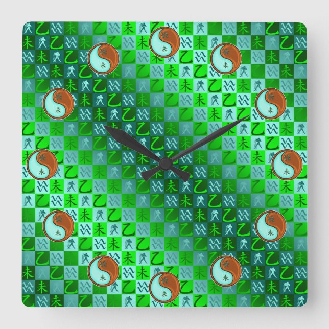 Horloge Carrée Verseau & Chèvre de Bois (Recto)