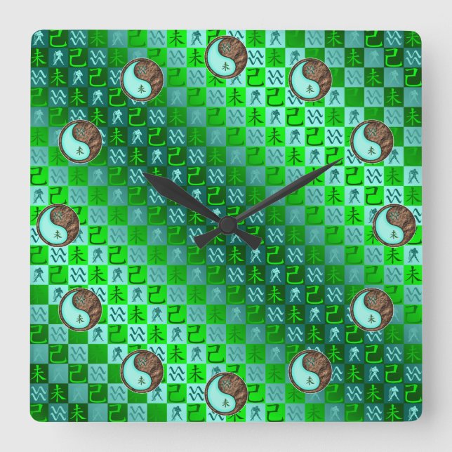 Horloge Carrée Verseau & Chèvre de Terre (Recto)