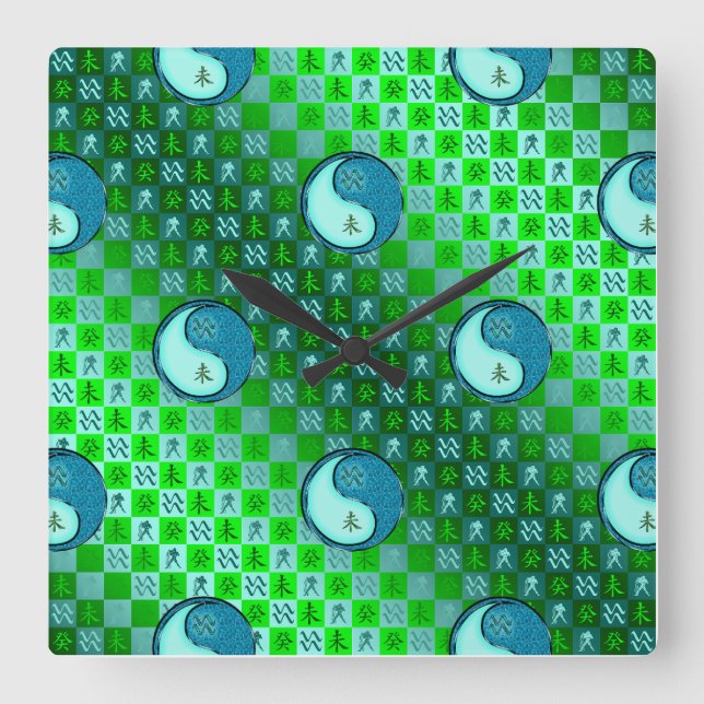 Horloge Carrée Verseau & Chèvre d'eau (Recto)