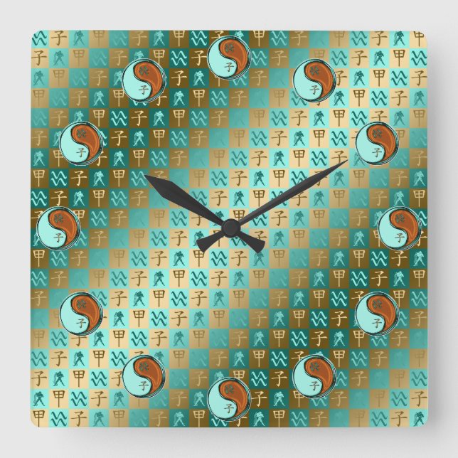 Horloge Carrée Verseau & Rat de Bois (Recto)