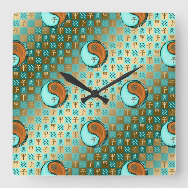 Horloge Carrée Verseau & Rat de Bois (Recto)
