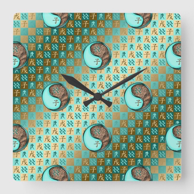 Horloge Carrée Verseau & Rat de Terre (Recto)