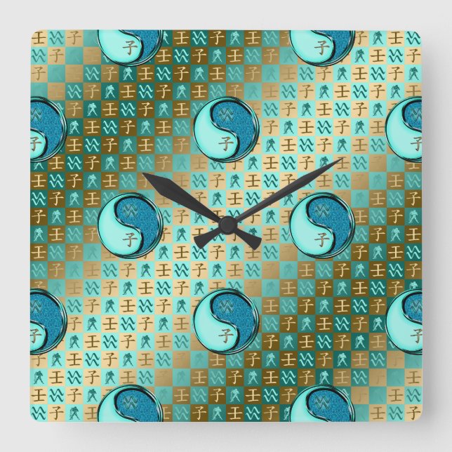 Horloge Carrée Verseau & Rat d'eau (Recto)