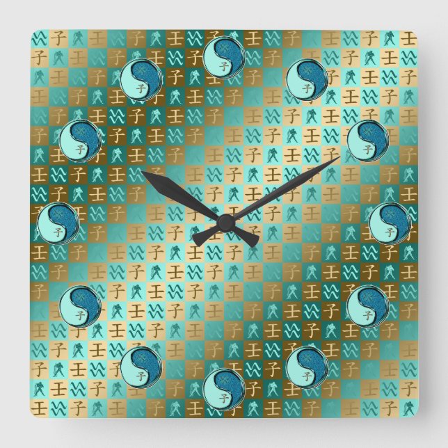 Horloge Carrée Verseau & Rat d'eau (Recto)