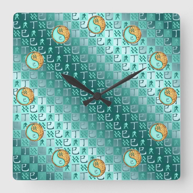 Horloge Carrée Verseau & Serpent de Feu (Recto)