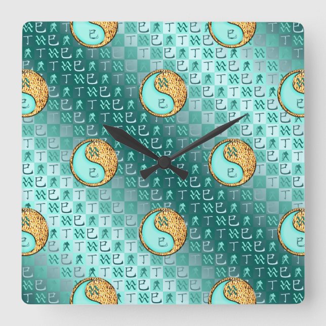 Horloge Carrée Verseau & Serpent de Feu (Recto)