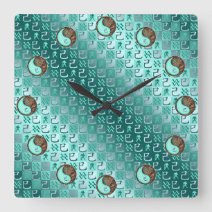 Horloge Carrée Verseau & Serpent de Terre