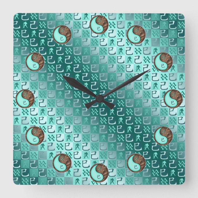 Horloge Carrée Verseau & Serpent de Terre (Recto)