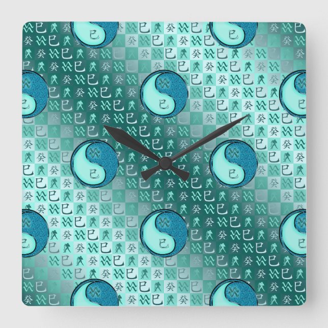 Horloge Carrée Verseau & Serpent d'eau (Recto)