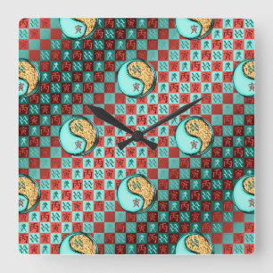 Horloge Carrée Verseau & Tigre de Feu