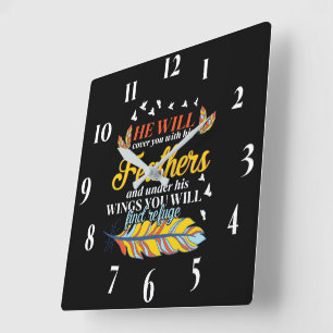 Horloge Carrée Verset biblique chrétienne inspirant