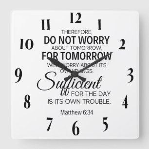 Horloge Carrée Verset biblique chrétienne inspirant