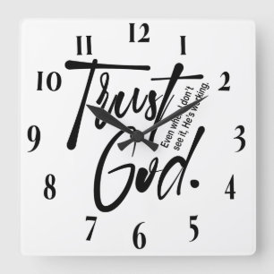 Horloge Carrée Verset biblique chrétienne inspirant