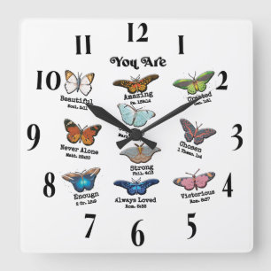 Horloge Carrée Verset biblique chrétienne inspirant