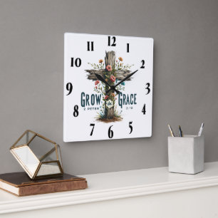 Horloge Carrée Verset biblique chrétienne inspirant