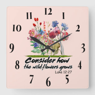 Horloge Carrée Verset biblique chrétienne inspirant