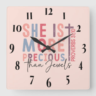 Horloge Carrée Verset biblique chrétienne inspirant