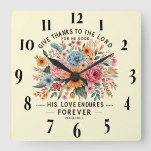 Horloge Carrée Verset biblique chrétienne inspirant