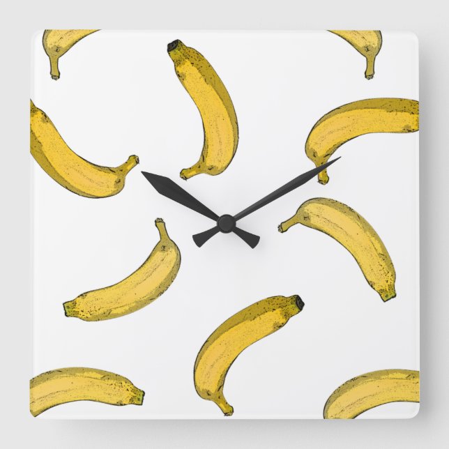 Horloge Carrée Version de croquis de motif Banana (Recto)