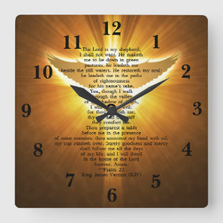 Horloge Carrée Version du roi Jacques Psaume 23 Écriture biblique