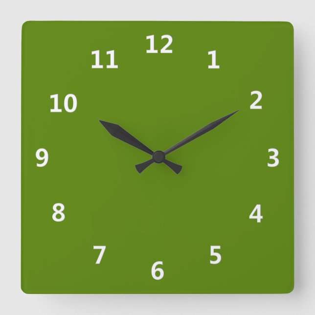 Horloge Carrée Vert Avocado solide (Recto)