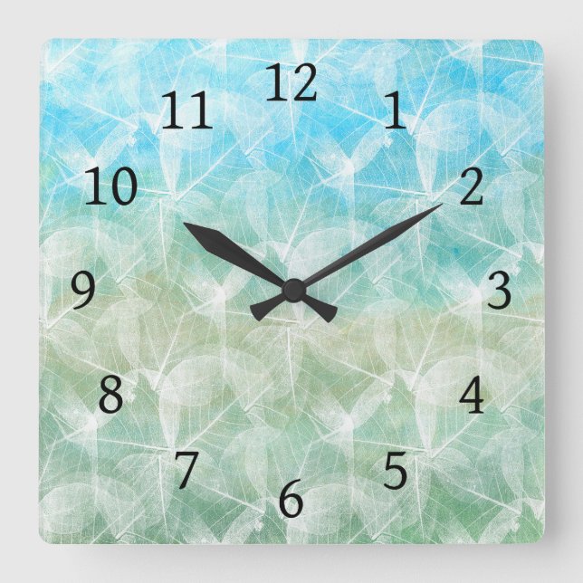 Horloge Carrée Vert bleu de la conception 45 (Recto)