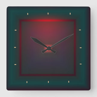 Horloge Carrée Vert et rouge lumineux>Horloge murale