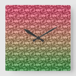 Horloge Carrée Vert rose gradient