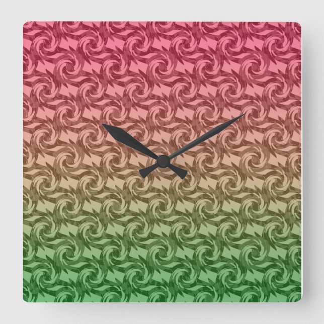 Horloge Carrée Vert rose gradient (Recto)