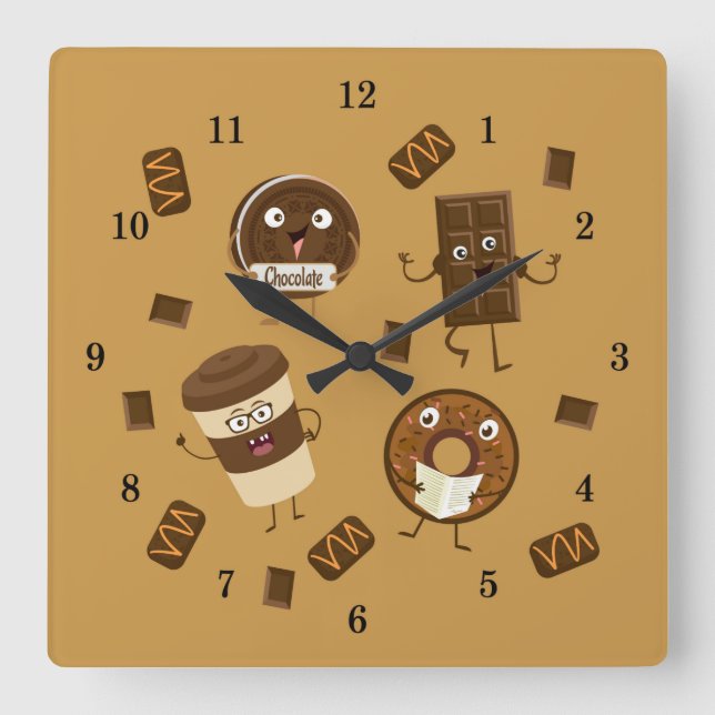 Horloge Carrée Very Cool Coffee and Chocolate Wall Clock (Recto)