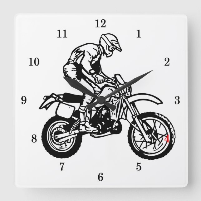 Horloge Carrée Very Cool Dirt Bike Wall Clock (Recto)