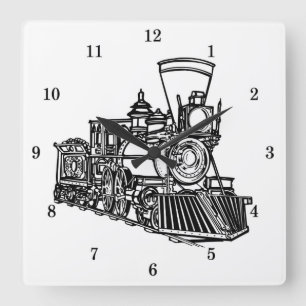 Horloge Carrée Very Cool Vintage Train Wall Clock