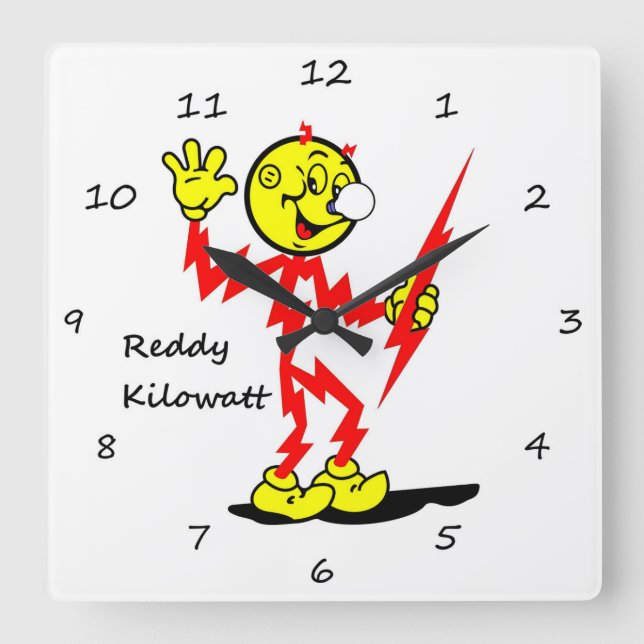 Horloge Carrée Very Fun Reddy Kilowatt Wall Clock (Recto)