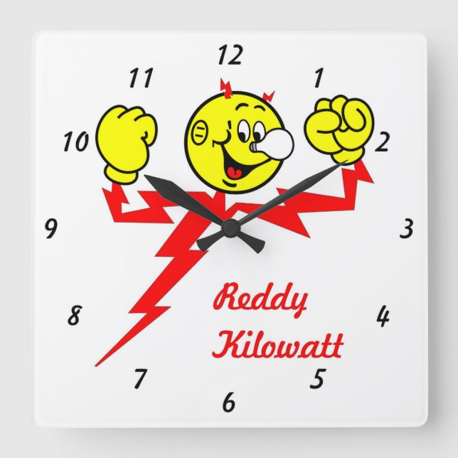 Horloge Carrée Very Fun Reddy Kilowatt Wall Clock (Recto)