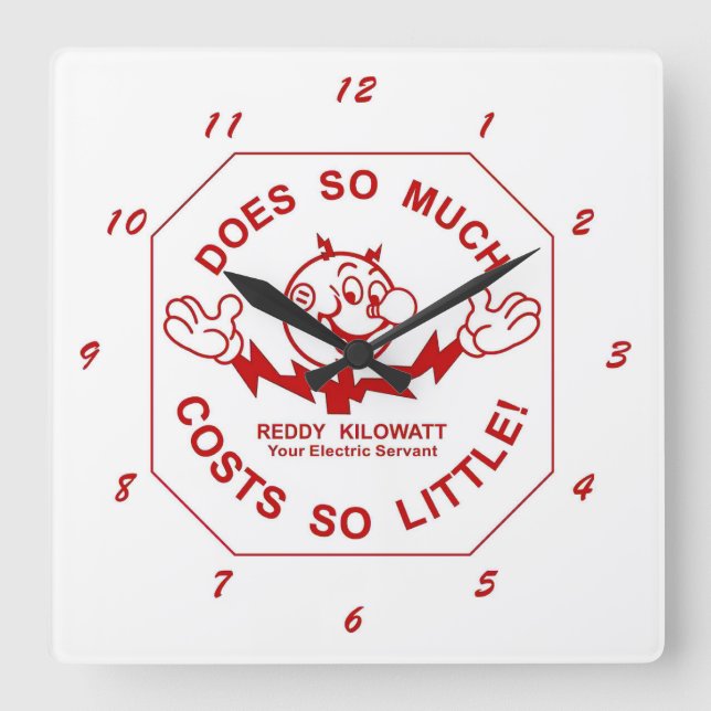 Horloge Carrée Very Fun Reddy Kilowatt Wall Clock (Recto)