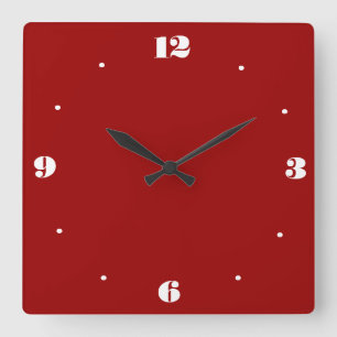 Horloge Carrée Very Plain Red and White > Kitchen Clocks