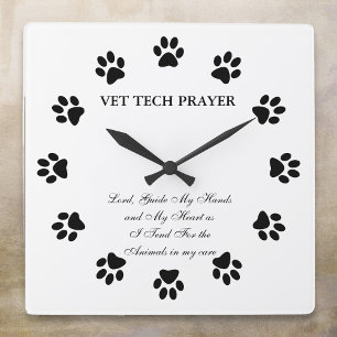 Horloge Carrée Vet Tech Prayer Wall Clock