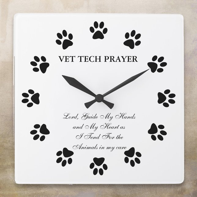 Horloge Carrée Vet Tech Prayer Wall Clock (Créateur téléchargé)