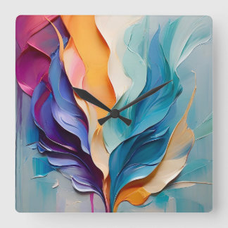 Horloge Carrée Vibrant coloré Abstrait peinture