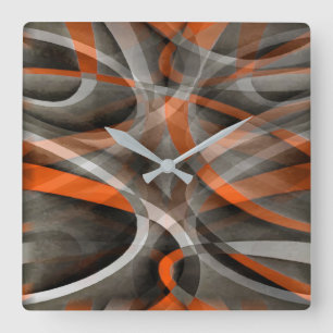 Horloge Carrée Vibrations des années quatre-vingt Orange brûlé et